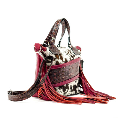 Fancy Annie - Black & White w/ Burgundy Croc-Fancy Annie-Western-Cowhide-Bags-Handmade-Products-Gifts-Dancing Cactus Designs