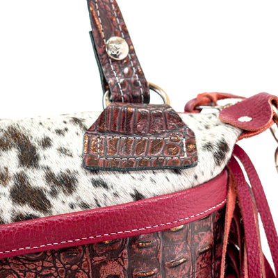 Fancy Annie - Black & White w/ Burgundy Croc-Fancy Annie-Western-Cowhide-Bags-Handmade-Products-Gifts-Dancing Cactus Designs