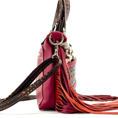 Fancy Annie - Black & White w/ Burgundy Croc-Fancy Annie-Western-Cowhide-Bags-Handmade-Products-Gifts-Dancing Cactus Designs