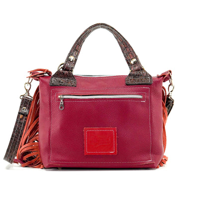 Fancy Annie - Black & White w/ Burgundy Croc-Fancy Annie-Western-Cowhide-Bags-Handmade-Products-Gifts-Dancing Cactus Designs