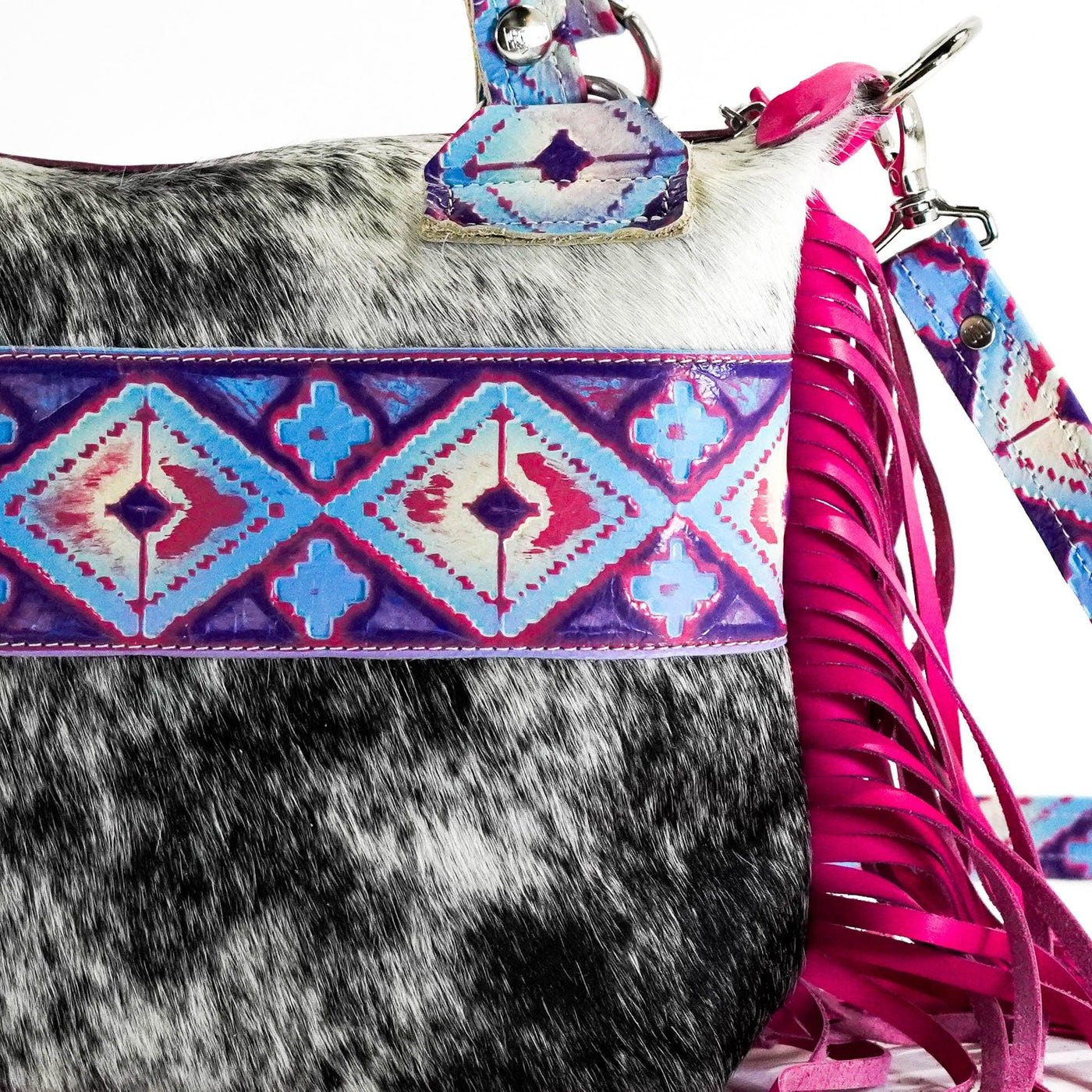 Fancy Annie - Black & White w/ Unicorn Navajo-Fancy Annie-Western-Cowhide-Bags-Handmade-Products-Gifts-Dancing Cactus Designs