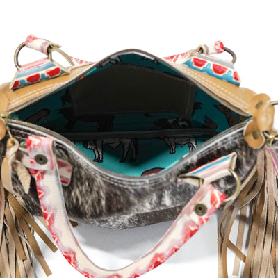 Fancy Annie - Brindle w/ Great Plains Navajo-Fancy Annie-Western-Cowhide-Bags-Handmade-Products-Gifts-Dancing Cactus Designs