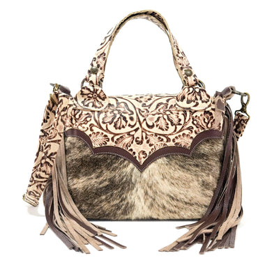 Fancy Annie - Brindle w/ Ivory tool-Fancy Annie-Western-Cowhide-Bags-Handmade-Products-Gifts-Dancing Cactus Designs