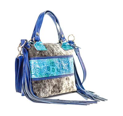 Fancy Annie - Chocolate & White w/ Mermaid Turtoise-Fancy Annie-Western-Cowhide-Bags-Handmade-Products-Gifts-Dancing Cactus Designs