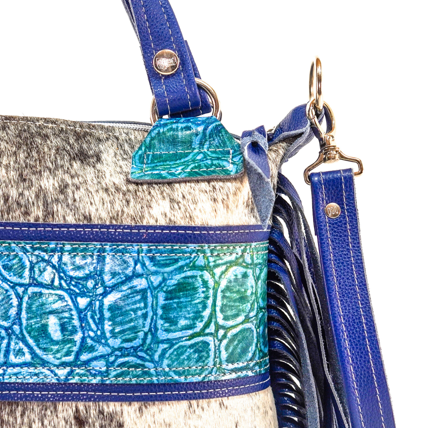 Fancy Annie - Chocolate & White w/ Mermaid Turtoise-Fancy Annie-Western-Cowhide-Bags-Handmade-Products-Gifts-Dancing Cactus Designs