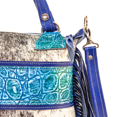 Fancy Annie - Chocolate & White w/ Mermaid Turtoise-Fancy Annie-Western-Cowhide-Bags-Handmade-Products-Gifts-Dancing Cactus Designs