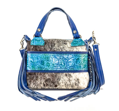 Fancy Annie - Chocolate & White w/ Mermaid Turtoise-Fancy Annie-Western-Cowhide-Bags-Handmade-Products-Gifts-Dancing Cactus Designs