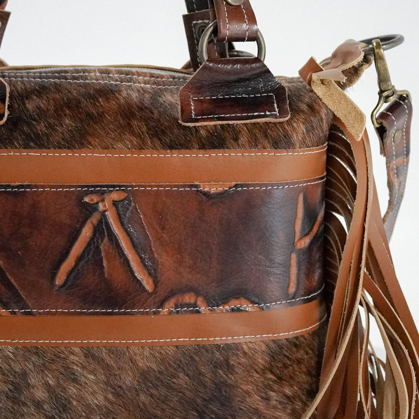 Fancy Annie - Dark Brindle w/ Burnt Brands-Fancy Annie-Western-Cowhide-Bags-Handmade-Products-Gifts-Dancing Cactus Designs