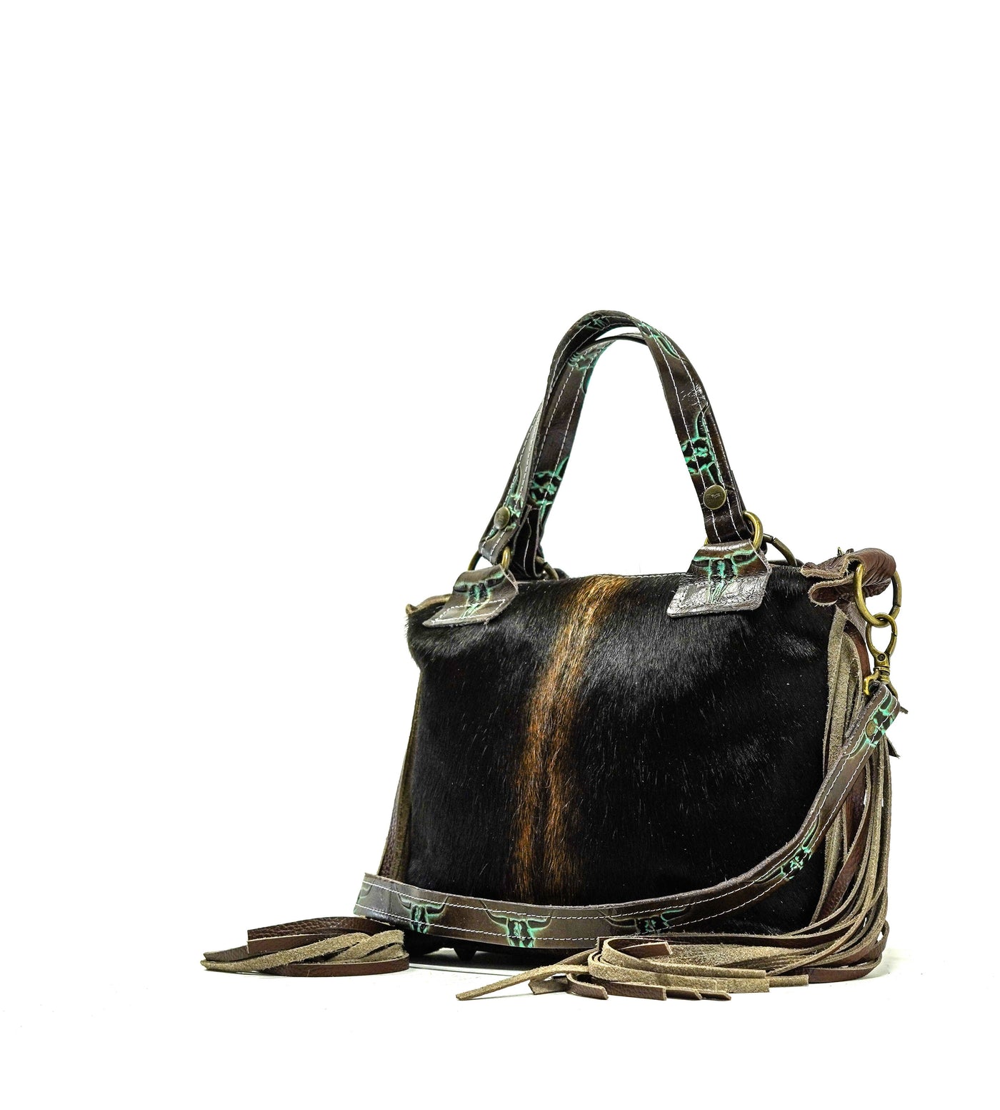 Fancy Annie - Dark Brindle w/ Mint Chocolate Skulls-Fancy Annie-Western-Cowhide-Bags-Handmade-Products-Gifts-Dancing Cactus Designs