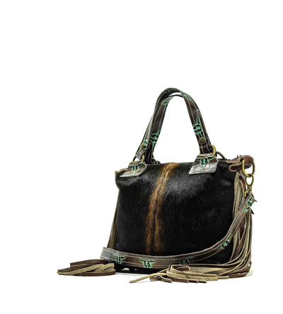 Fancy Annie - Dark Brindle w/ Mint Chocolate Skulls-Fancy Annie-Western-Cowhide-Bags-Handmade-Products-Gifts-Dancing Cactus Designs