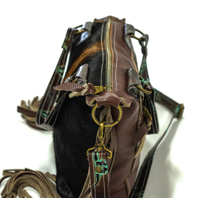 Fancy Annie - Dark Brindle w/ Mint Chocolate Skulls-Fancy Annie-Western-Cowhide-Bags-Handmade-Products-Gifts-Dancing Cactus Designs