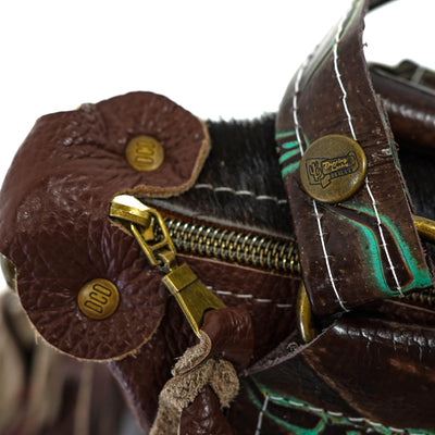 Fancy Annie - Dark Brindle w/ Mint Chocolate Skulls-Fancy Annie-Western-Cowhide-Bags-Handmade-Products-Gifts-Dancing Cactus Designs