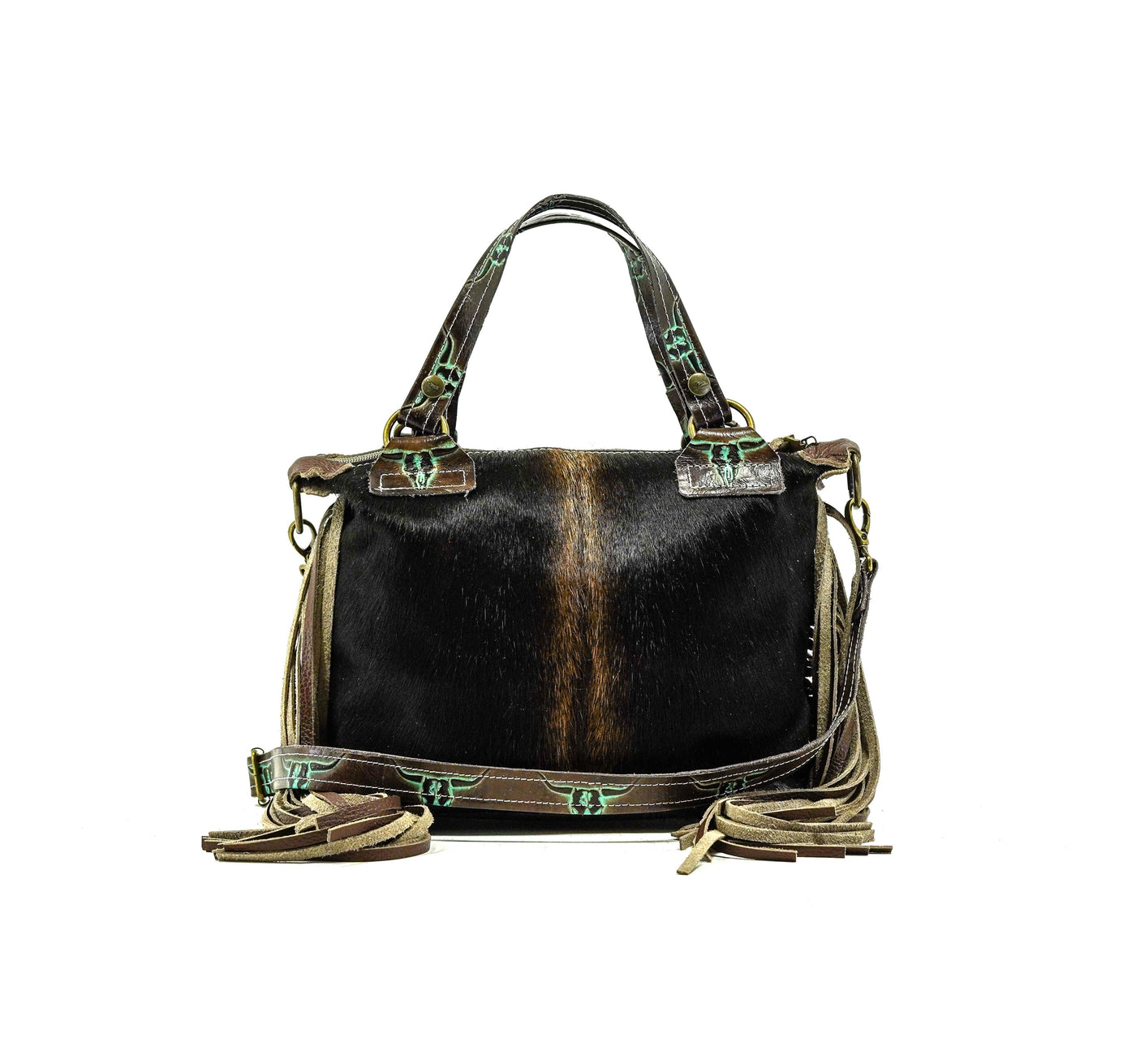 Fancy Annie - Dark Brindle w/ Mint Chocolate Skulls-Fancy Annie-Western-Cowhide-Bags-Handmade-Products-Gifts-Dancing Cactus Designs