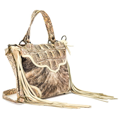 Fancy Annie - Light Brindle w/ Ivory Jumbo Croc-Fancy Annie-Western-Cowhide-Bags-Handmade-Products-Gifts-Dancing Cactus Designs