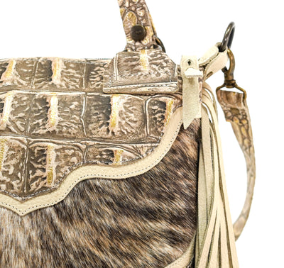 Fancy Annie - Light Brindle w/ Ivory Jumbo Croc-Fancy Annie-Western-Cowhide-Bags-Handmade-Products-Gifts-Dancing Cactus Designs