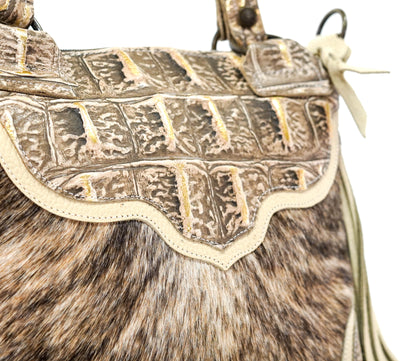 Fancy Annie - Light Brindle w/ Ivory Jumbo Croc-Fancy Annie-Western-Cowhide-Bags-Handmade-Products-Gifts-Dancing Cactus Designs