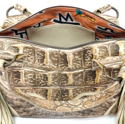Fancy Annie - Light Brindle w/ Ivory Jumbo Croc-Fancy Annie-Western-Cowhide-Bags-Handmade-Products-Gifts-Dancing Cactus Designs