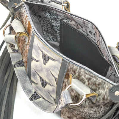 Fancy Annie - Longhorn w/ Smoke Show Skulls-Fancy Annie-Western-Cowhide-Bags-Handmade-Products-Gifts-Dancing Cactus Designs