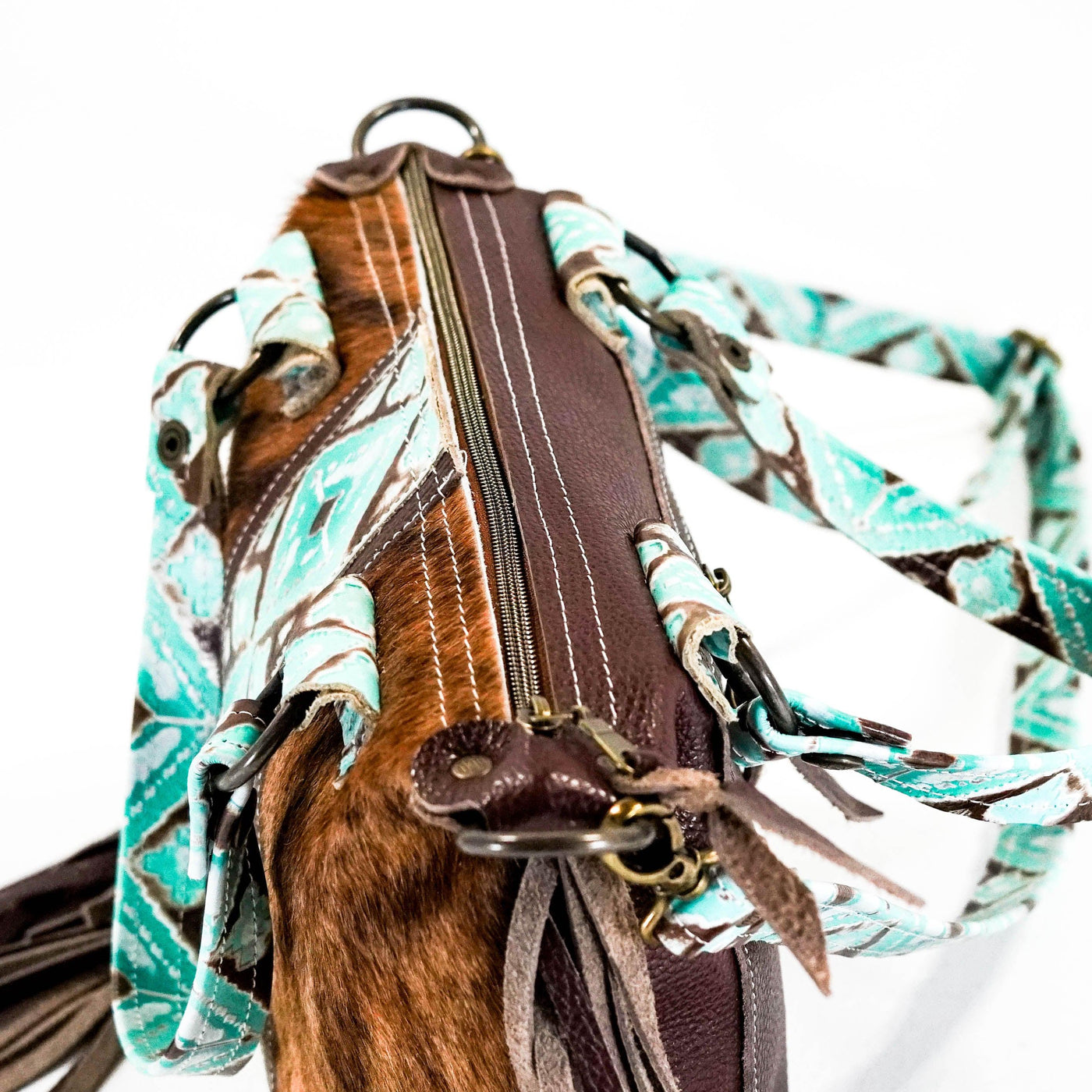 Fancy Annie - Red Brindle w/ Bora Bora Navajo-Fancy Annie-Western-Cowhide-Bags-Handmade-Products-Gifts-Dancing Cactus Designs