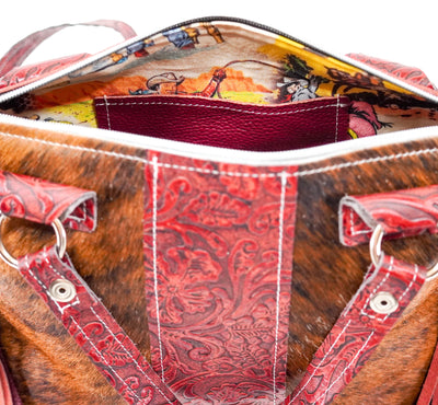 Fancy Annie - Red Brindle w/ Red Tool-Fancy Annie-Western-Cowhide-Bags-Handmade-Products-Gifts-Dancing Cactus Designs