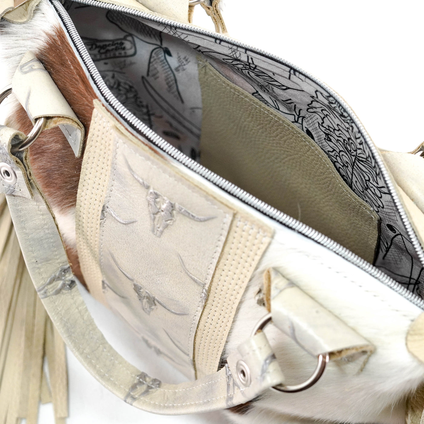Fancy Annie - Tricolor w/ Ghost Skulls-Fancy Annie-Western-Cowhide-Bags-Handmade-Products-Gifts-Dancing Cactus Designs