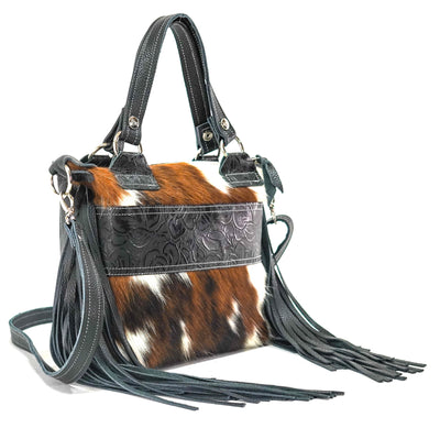 Fancy Annie - Tricolor w/ Onyx Roses-Fancy Annie-Western-Cowhide-Bags-Handmade-Products-Gifts-Dancing Cactus Designs