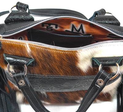 Fancy Annie - Tricolor w/ Onyx Roses-Fancy Annie-Western-Cowhide-Bags-Handmade-Products-Gifts-Dancing Cactus Designs