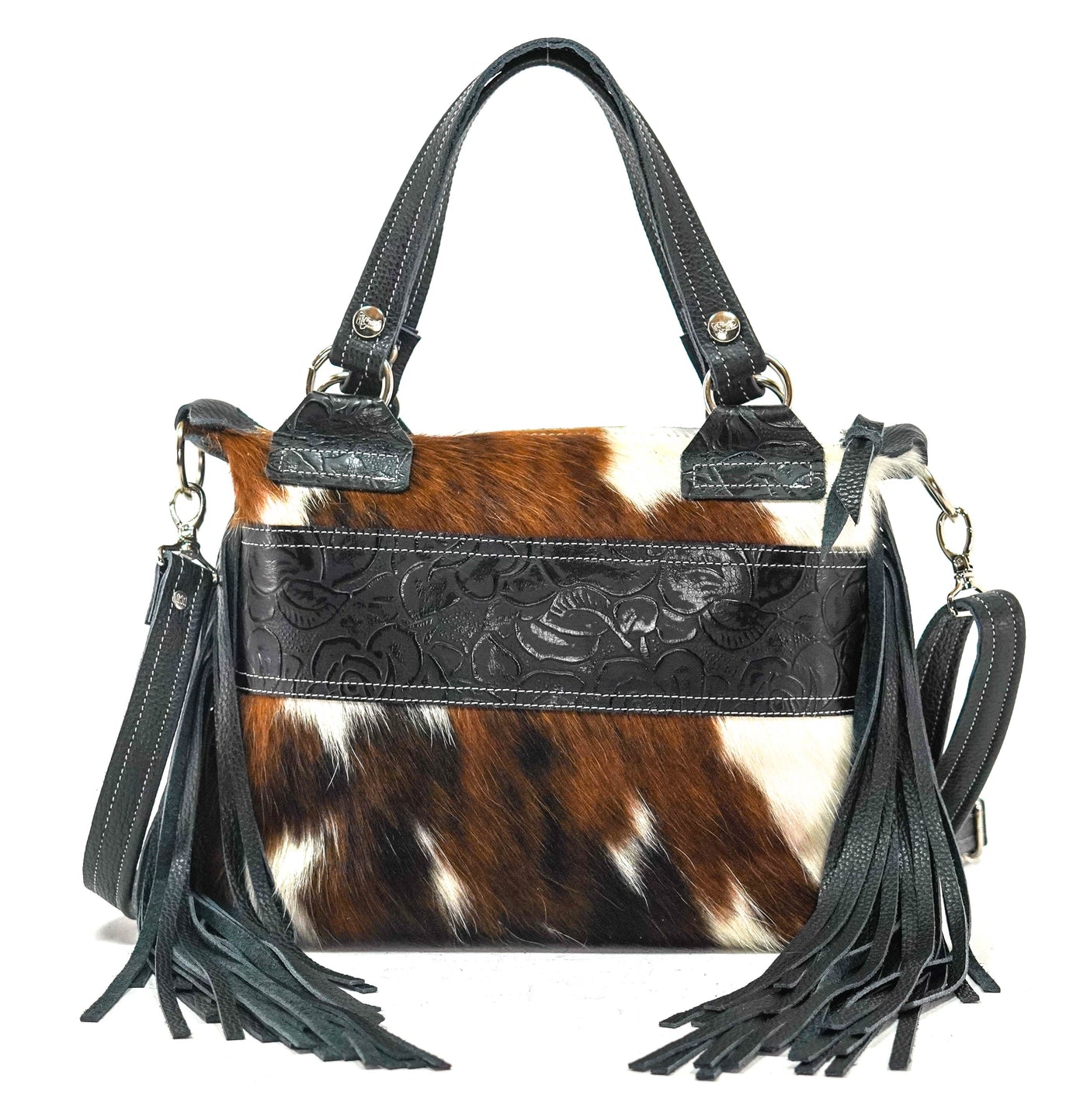 Fancy Annie - Tricolor w/ Onyx Roses-Fancy Annie-Western-Cowhide-Bags-Handmade-Products-Gifts-Dancing Cactus Designs