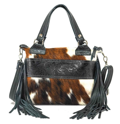 Fancy Annie - Tricolor w/ Onyx Roses-Fancy Annie-Western-Cowhide-Bags-Handmade-Products-Gifts-Dancing Cactus Designs
