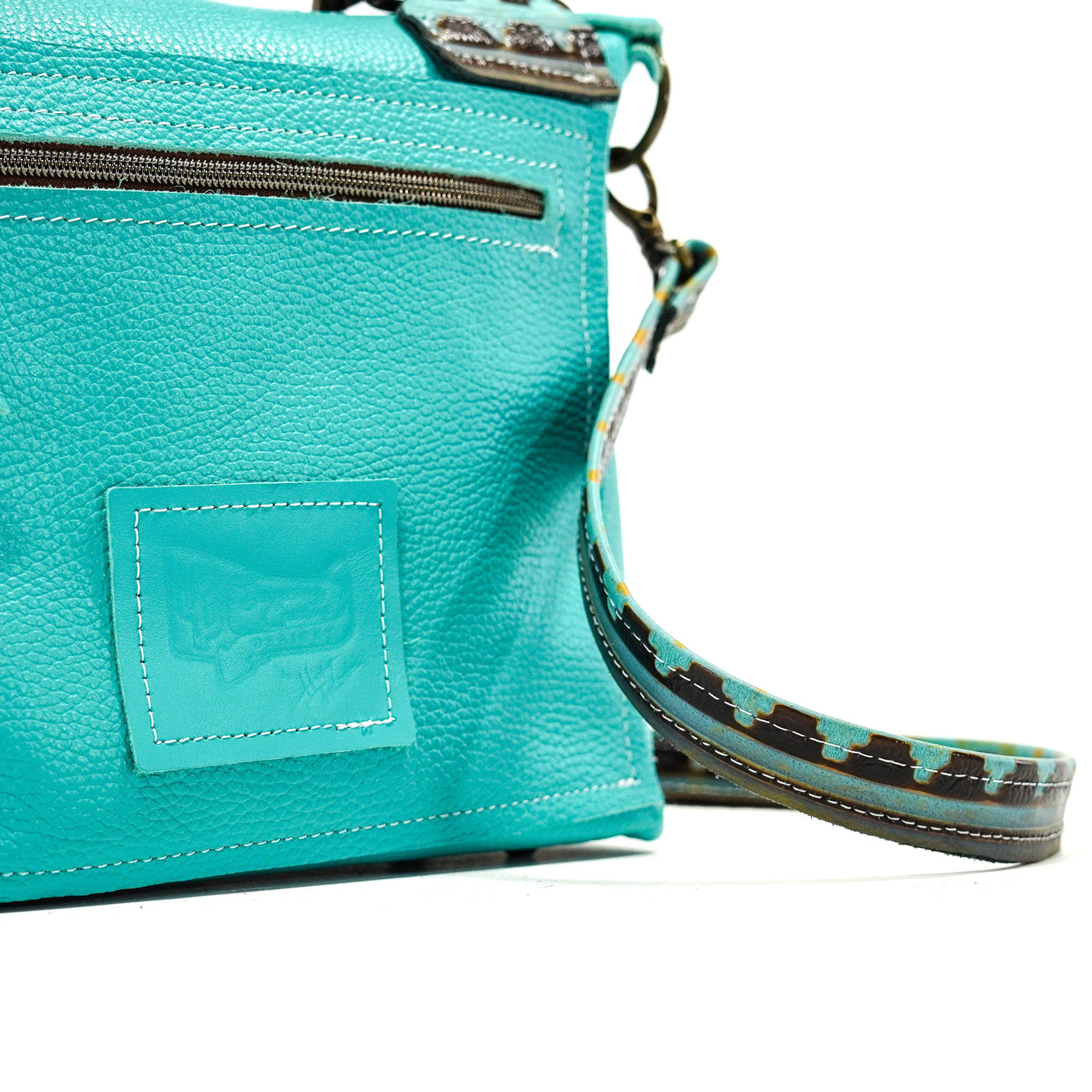 Fancy Annie - Tricolor w/ Turquoise Navajo-Fancy Annie-Western-Cowhide-Bags-Handmade-Products-Gifts-Dancing Cactus Designs