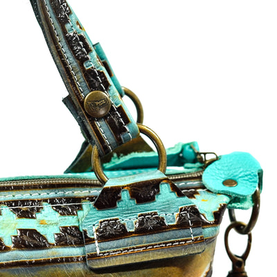 Fancy Annie - Tricolor w/ Turquoise Navajo-Fancy Annie-Western-Cowhide-Bags-Handmade-Products-Gifts-Dancing Cactus Designs
