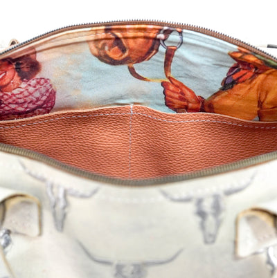 Fancy Oakley - Brindle w/ Ghost Skulls-Fancy Oakley-Western-Cowhide-Bags-Handmade-Products-Gifts-Dancing Cactus Designs