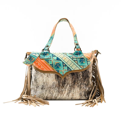 Fancy Oakley - Brindle w/ Margaritaville Navajo-Oakley-Western-Cowhide-Bags-Handmade-Products-Gifts-Dancing Cactus Designs