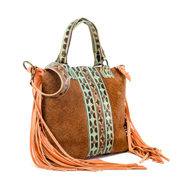 Fancy Oakley - Brindle w/ Turquoise Navajo-Fancy Oakley-Western-Cowhide-Bags-Handmade-Products-Gifts-Dancing Cactus Designs