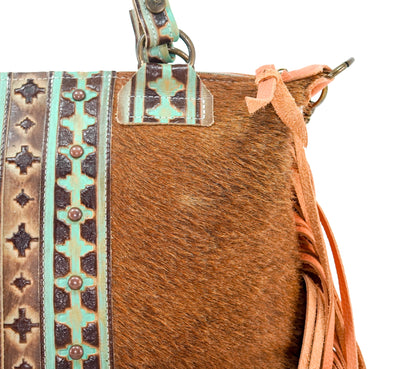 Fancy Oakley - Brindle w/ Turquoise Navajo-Fancy Oakley-Western-Cowhide-Bags-Handmade-Products-Gifts-Dancing Cactus Designs