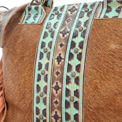 Fancy Oakley - Brindle w/ Turquoise Navajo-Fancy Oakley-Western-Cowhide-Bags-Handmade-Products-Gifts-Dancing Cactus Designs