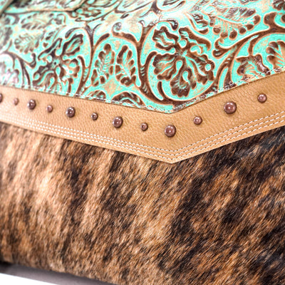 Fancy Oakley - Brindle w/ Turquoise tool-Fancy Oakley-Western-Cowhide-Bags-Handmade-Products-Gifts-Dancing Cactus Designs