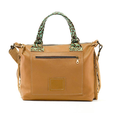 Fancy Oakley - Brindle w/ Turquoise tool-Fancy Oakley-Western-Cowhide-Bags-Handmade-Products-Gifts-Dancing Cactus Designs