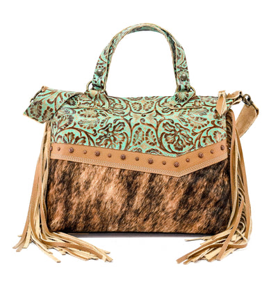 Fancy Oakley - Brindle w/ Turquoise tool-Fancy Oakley-Western-Cowhide-Bags-Handmade-Products-Gifts-Dancing Cactus Designs