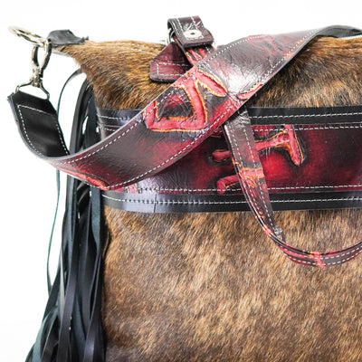 Fancy Oakley - Dark Brindle w/ Burgundy Brands-Fancy Oakley-Western-Cowhide-Bags-Handmade-Products-Gifts-Dancing Cactus Designs