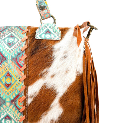 Fancy Oakley - Tricolor w/ Rainbow Aztec-Fancy Oakley-Western-Cowhide-Bags-Handmade-Products-Gifts-Dancing Cactus Designs