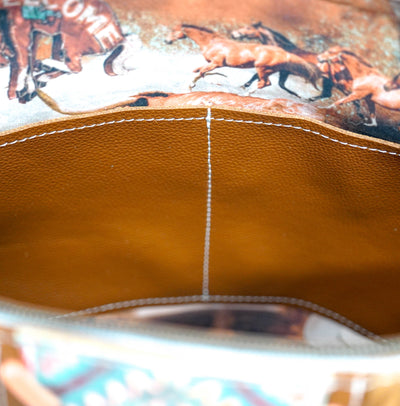 Fancy Oakley - Tricolor w/ Rainbow Aztec-Fancy Oakley-Western-Cowhide-Bags-Handmade-Products-Gifts-Dancing Cactus Designs