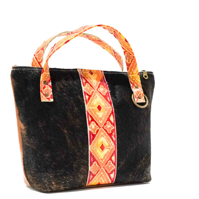 Feed Bag - Dark Brindle w/ Great Plains Navajo-Feed Bag-Western-Cowhide-Bags-Handmade-Products-Gifts-Dancing Cactus Designs