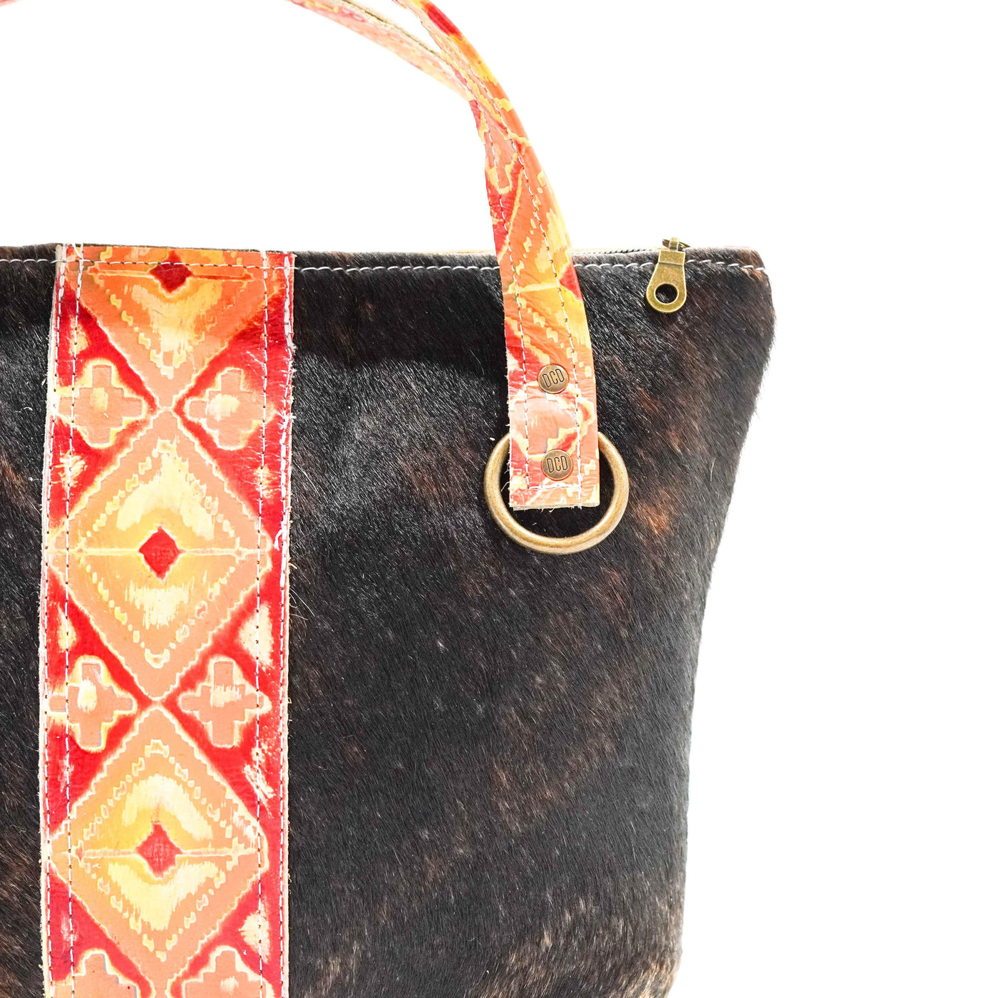 Feed Bag - Dark Brindle w/ Great Plains Navajo-Feed Bag-Western-Cowhide-Bags-Handmade-Products-Gifts-Dancing Cactus Designs