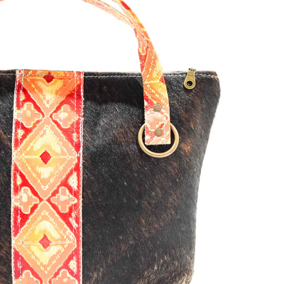 Feed Bag - Dark Brindle w/ Great Plains Navajo-Feed Bag-Western-Cowhide-Bags-Handmade-Products-Gifts-Dancing Cactus Designs