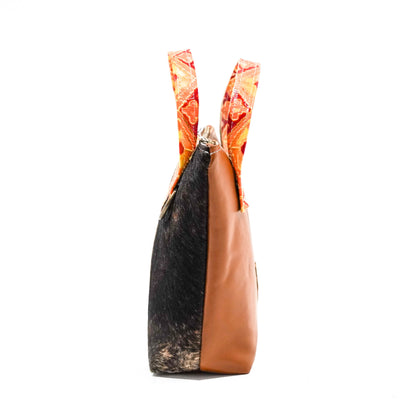 Feed Bag - Dark Brindle w/ Great Plains Navajo-Feed Bag-Western-Cowhide-Bags-Handmade-Products-Gifts-Dancing Cactus Designs