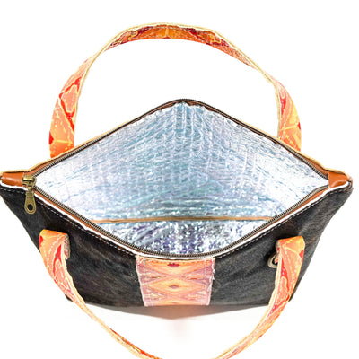 Feed Bag - Dark Brindle w/ Great Plains Navajo-Feed Bag-Western-Cowhide-Bags-Handmade-Products-Gifts-Dancing Cactus Designs