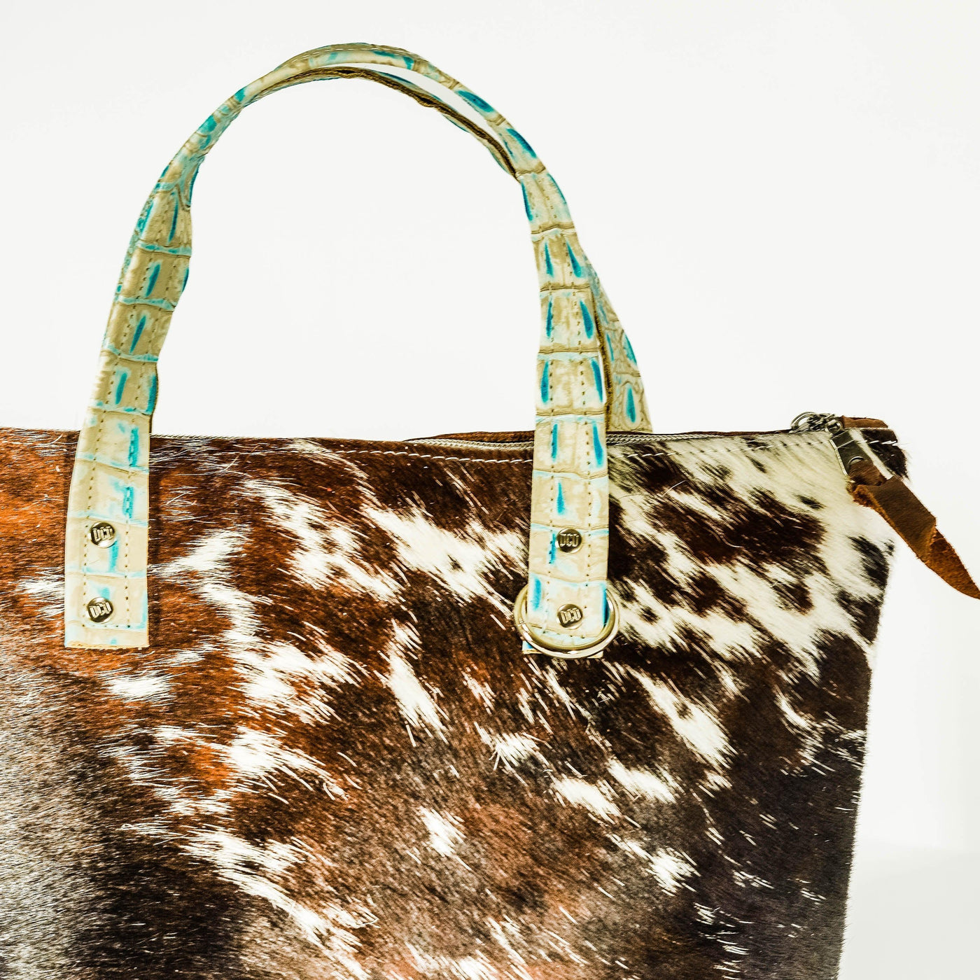 Feed Bag - Dark Longhorn w/ Caribbean Croc-Feed Bag-Western-Cowhide-Bags-Handmade-Products-Gifts-Dancing Cactus Designs