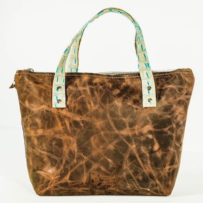 Feed Bag - Dark Longhorn w/ Caribbean Croc-Feed Bag-Western-Cowhide-Bags-Handmade-Products-Gifts-Dancing Cactus Designs