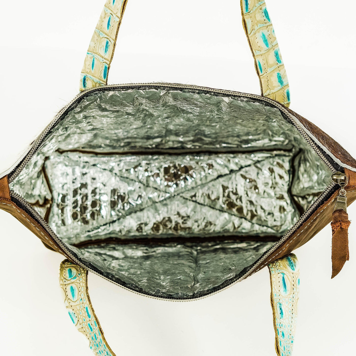 Feed Bag - Dark Longhorn w/ Caribbean Croc-Feed Bag-Western-Cowhide-Bags-Handmade-Products-Gifts-Dancing Cactus Designs